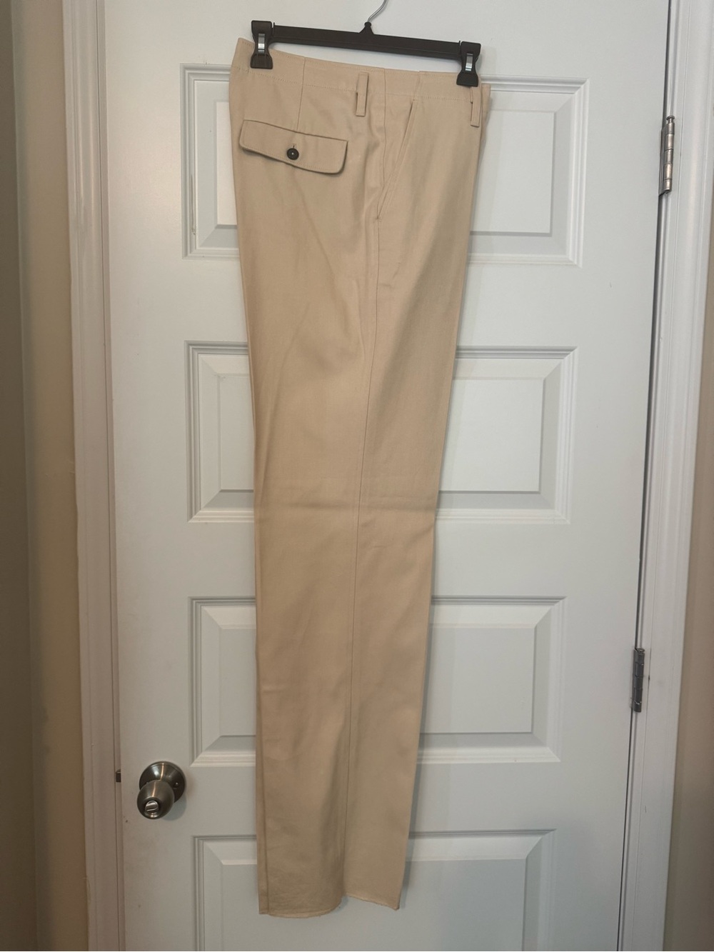 Golden Goose Men's Beige Cotton Twill Classic Flat-Front Trousers Size M/32